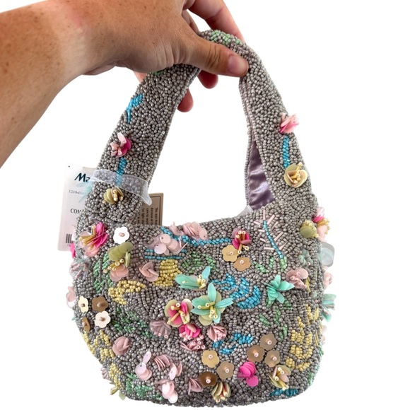VIRAL Made In India Flower Embroidered Beaded Handbag NEW Evening Bag Floral